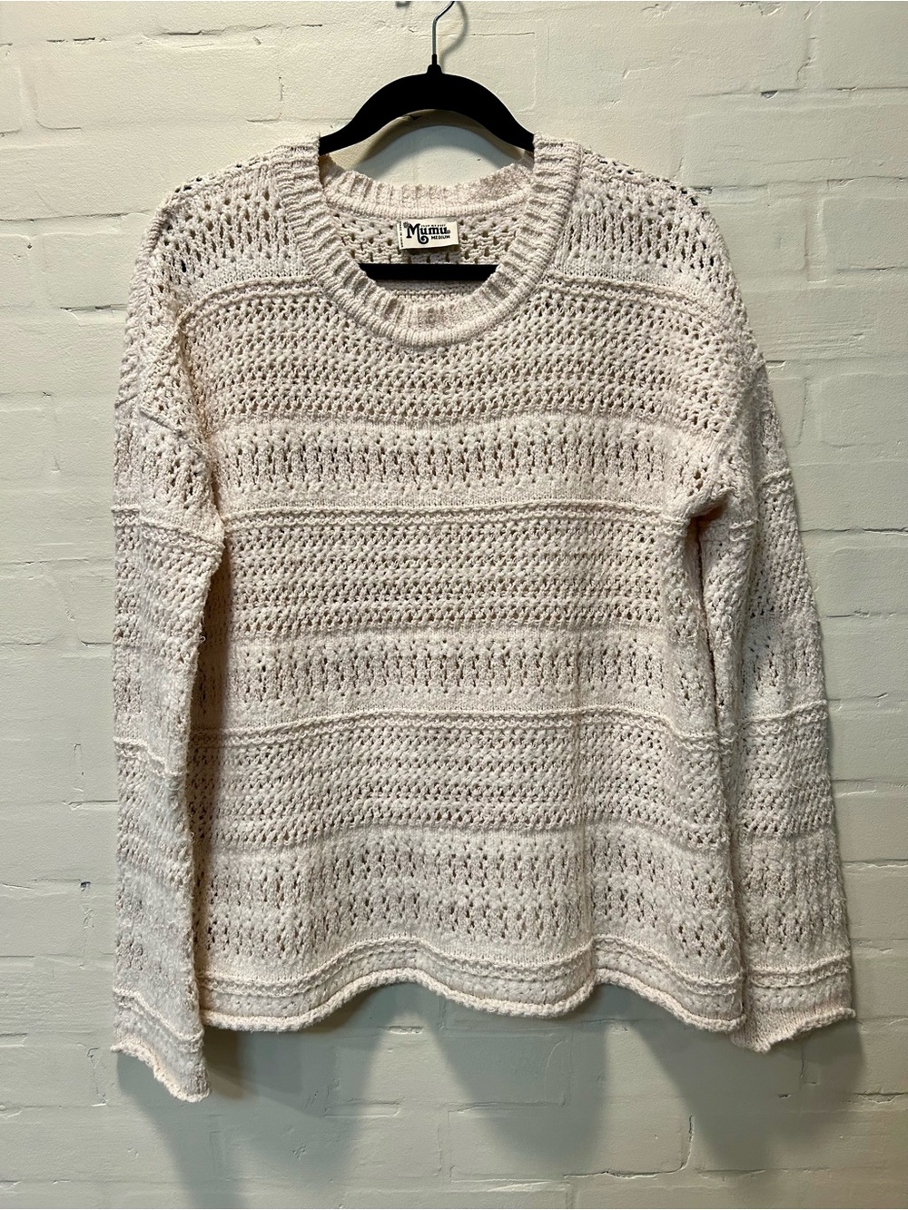 Show Me Your Mumu Jax Pullover Cream Open Knit Sweater Medium